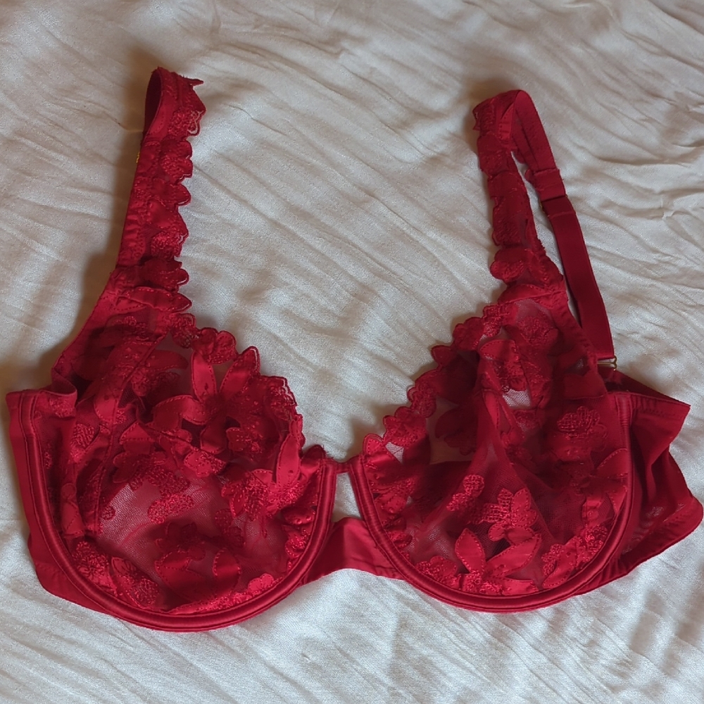 Victoria's Secret Scarlet Floral Lace Bra 34G